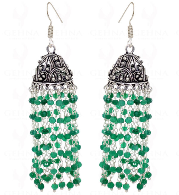 Green Onyx Gemstone Bead Knotted In .925 Silver ES-1498