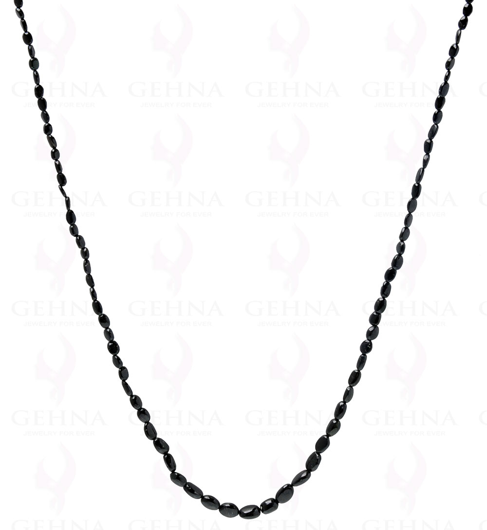 22" Inches of Black Onyx Gemstone Oval Shaped Bead Necklace NS-1500