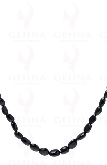22″ Inches of Black Onyx Gemstone Oval Shaped Bead Necklace NS-1500