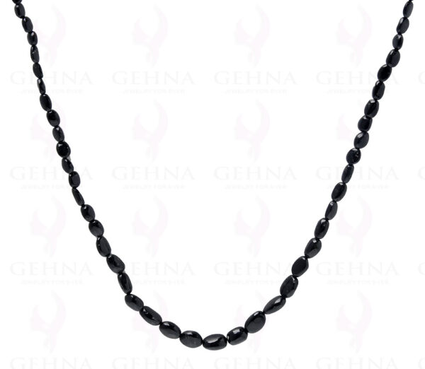 22" Inches of Black Onyx Gemstone Oval Shaped Bead Necklace NS-1500