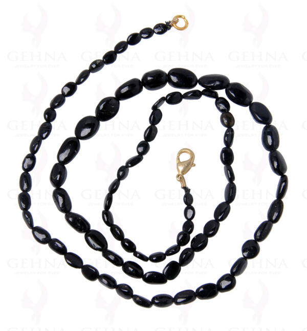 22" Inches of Black Onyx Gemstone Oval Shaped Bead Necklace NS-1500