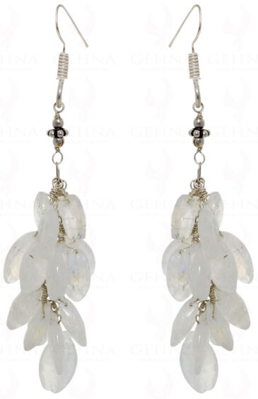 White Moonstone Marquise Shaped Gemstone Earrings In .925 Silver ES-1501