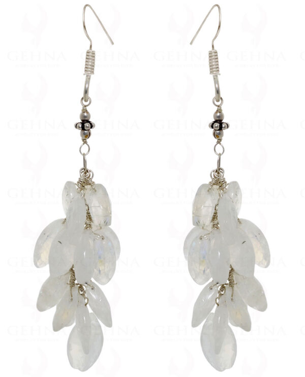 White Moonstone Marquise Shaped Gemstone Earrings In .925 Silver ES-1501