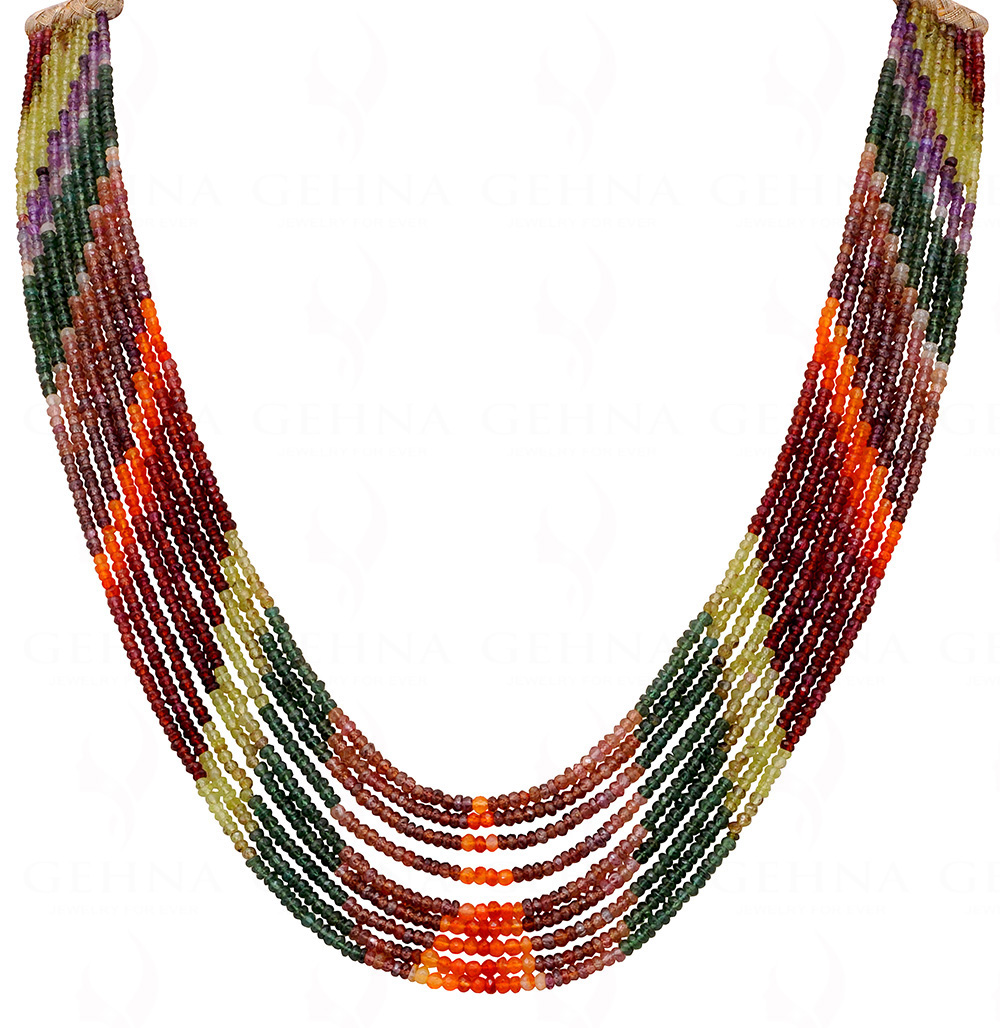 9 Rows of Multi Rainbow Gemstone Faceted Bead Necklace NS-1501