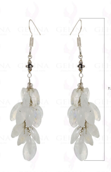 White Moonstone Marquise Shaped Gemstone Earrings In .925 Silver ES-1501