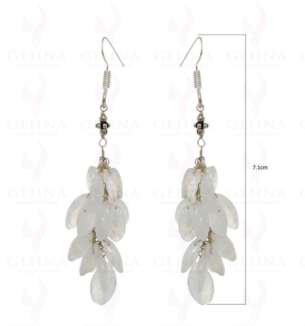 White Moonstone Marquise Shaped Gemstone Earrings In .925 Silver ES-1501