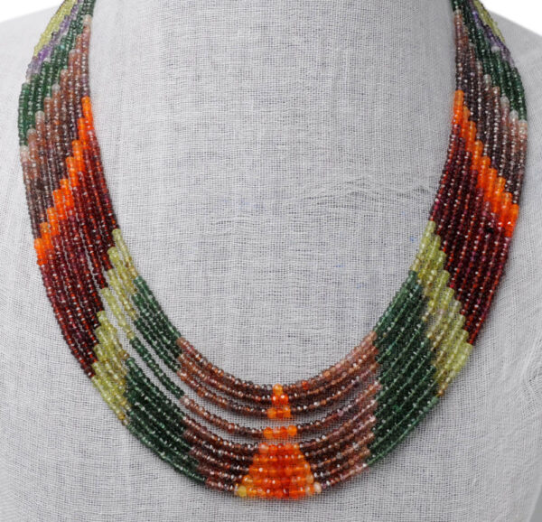 9 Rows of Multi Rainbow Gemstone Faceted Bead Necklace NS-1501