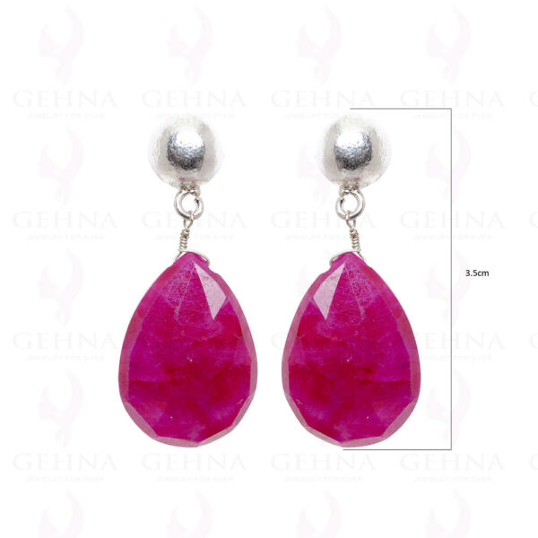 Ruby Faceted Almond Shape Gemstone Earrings Made In .925 Sterling Silver ES-1502