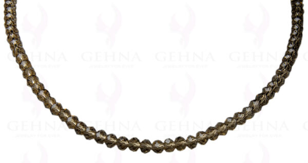 Smoky Quartz Gemstone 6 MM Round Faceted Bead Necklace NS-1502