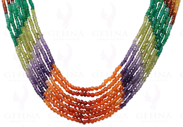7 Rows of Multi Rainbow Gemstone Faceted Bead Necklace NS-1504