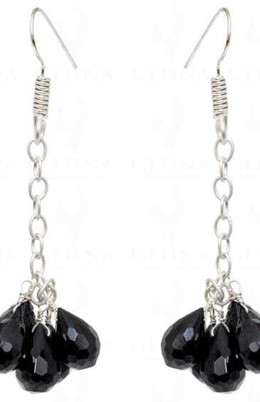 Black Spinel Gemstone Earrings Made In.925 Solid Silver ES-1505