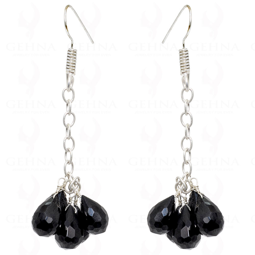 Black Spinel Gemstone Earrings Made In.925 Solid Silver ES-1505