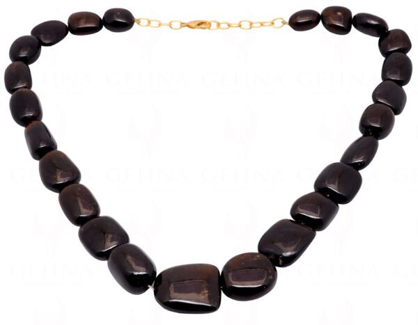 Petrol Tourmaline Gemstone Tumbled Shaped Bead Necklace NS-1505