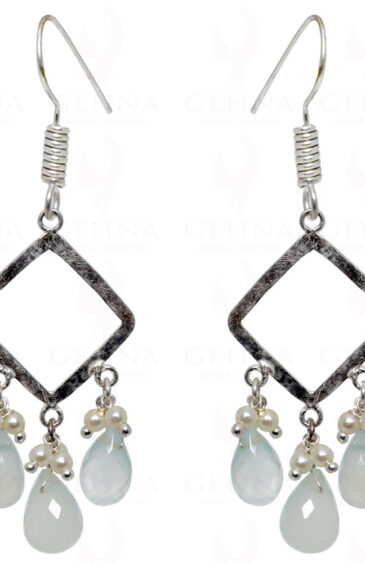 Pearl & Chalcedony Drops Earrings Made With .925 Sterling Silver ES-1507