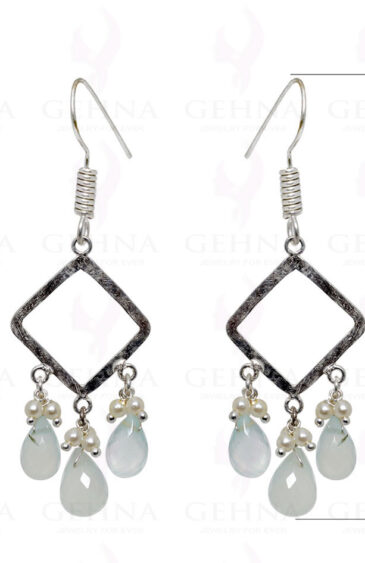 Pearl & Chalcedony Drops Earrings Made With .925 Sterling Silver ES-1507