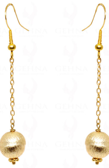 24K Yellow Gold Coated .925 Sterling Silver Ball Hanging Earrings ES-1510