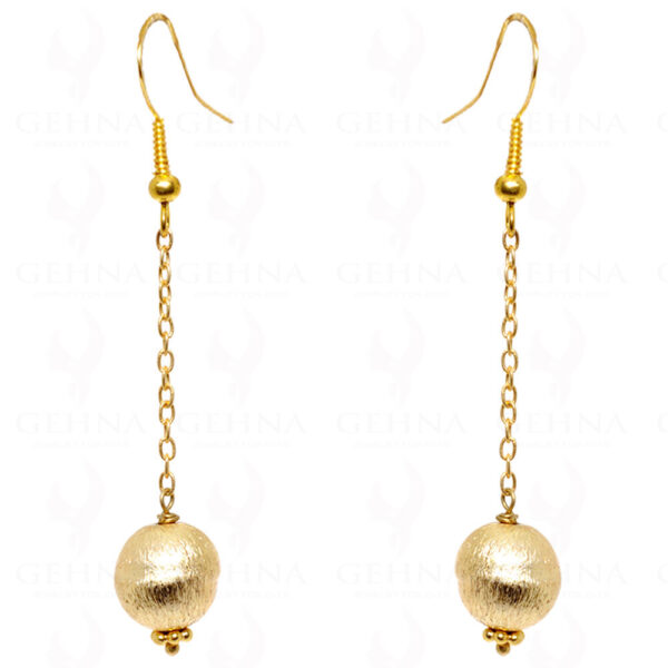 24K Yellow Gold Coated .925 Sterling Silver Ball Hanging Earrings ES-1510