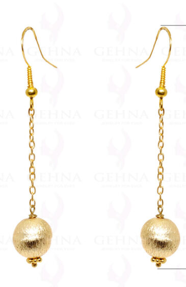 24K Yellow Gold Coated .925 Sterling Silver Ball Hanging Earrings ES-1510