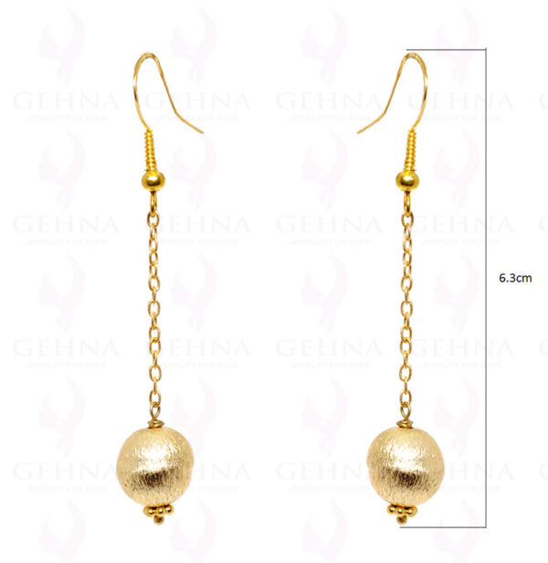 18K Yellow Gold Citrine Ball Gemstone with White and Brown Diamond Accent Dangle  Earrings - 126D3A