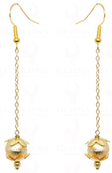 24K Yellow Gold Coated .925 Sterling Silver Ball Hanging Earrings ES-1511