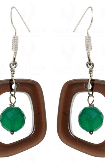 Green Onyx & Smoky Quartz Gemstone Earrings Made In .925 Silver Wire ES-1512