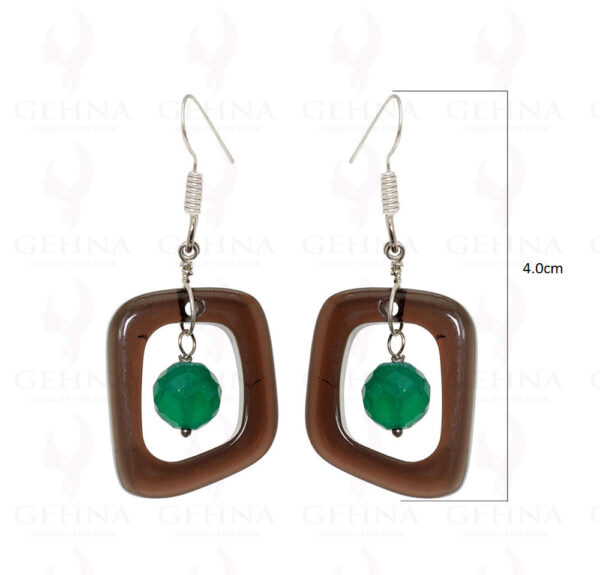 Green Onyx & Smoky Quartz Gemstone Earrings Made In .925 Silver Wire ES-1512