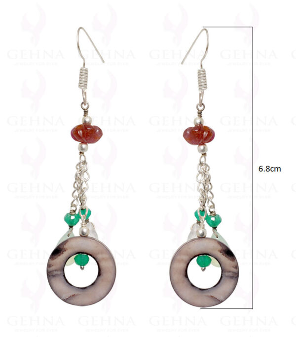 Mop, Onyx, Chalcedony & Hessonite Gemstone Earrings In .925  Silver ES-1515