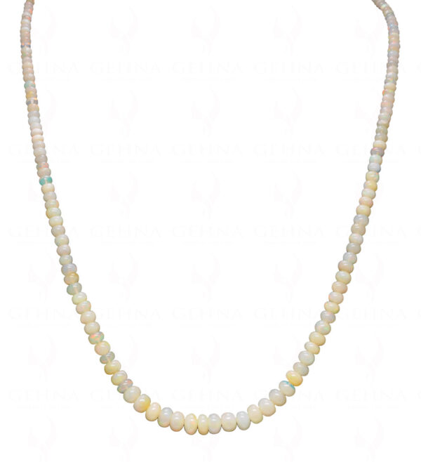 White Fire Opal Gemstone Bead Necklace NS-1516