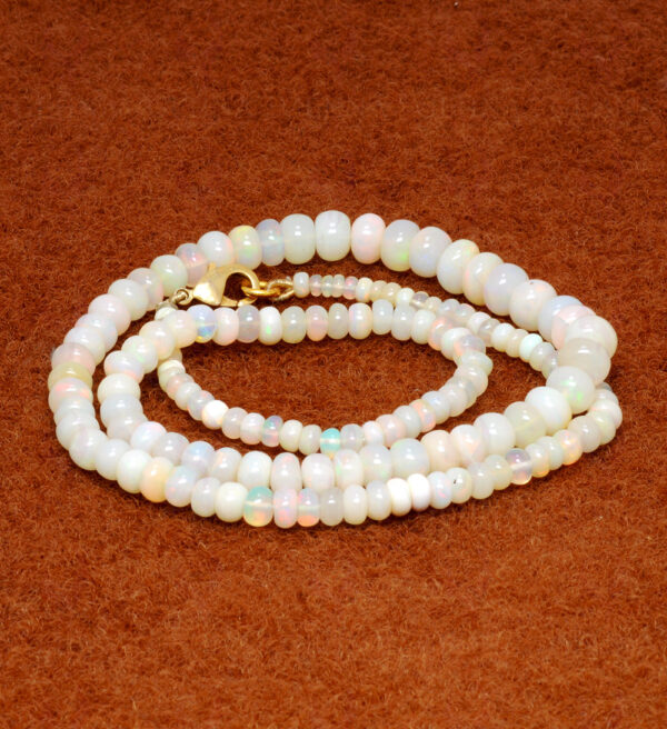 White Fire Opal Gemstone Bead Necklace NS-1516