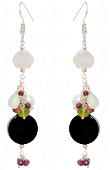 Black Spinel Peridot Garnet & Semi-Precious Gemstone Earrings  ES-1519