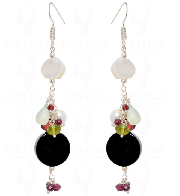 Black Spinel Peridot Garnet & Semi-Precious Gemstone Earrings  ES-1519