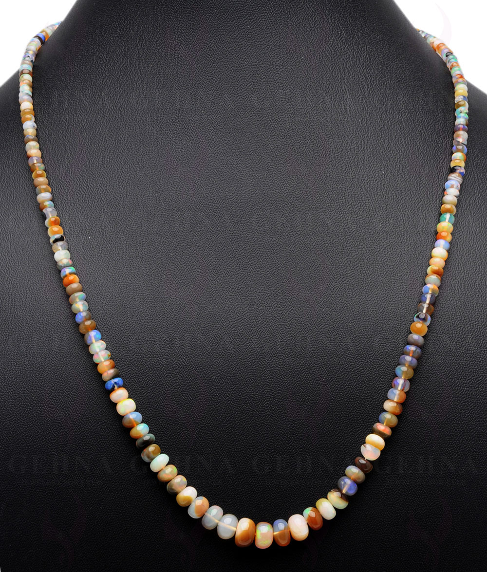 22" Inches of Fire Opal Gemstone Bead Necklace NS-1519
