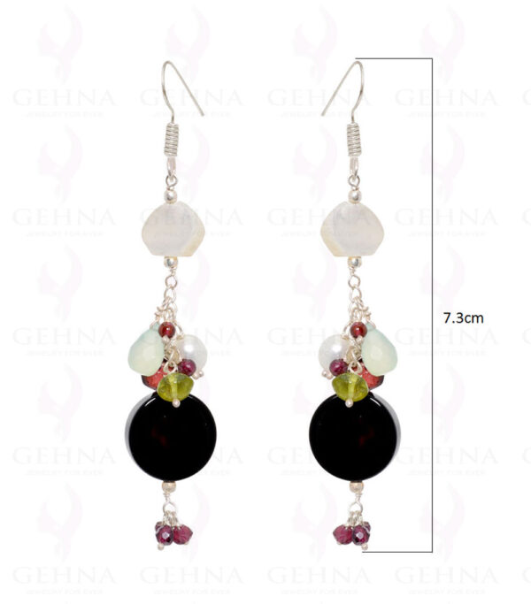 Black Spinel Peridot Garnet & Semi-Precious Gemstone Earrings  ES-1519