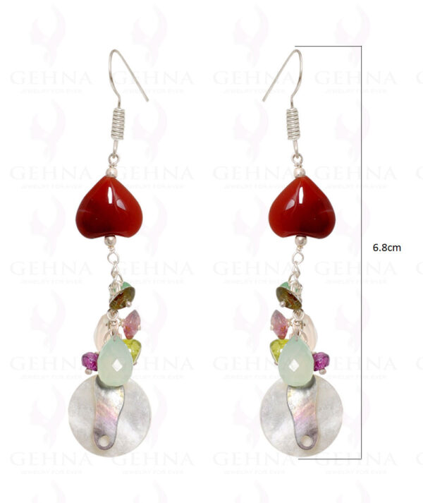 Mop, Tourmaline & Hot Carnelian Earrings Made In .925 Silver ES-1520