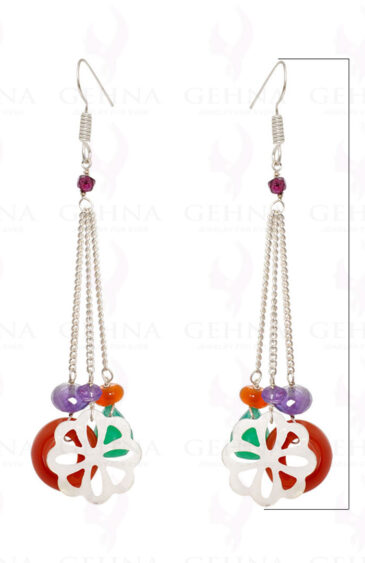 Mop, Garnet, Amethyst, Onyx & Carnelian Gemstone Earrings In .925 Silver ES-1525