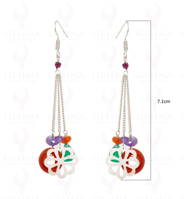 Mop, Garnet, Amethyst, Onyx & Carnelian Gemstone Earrings In .925 Silver ES-1525