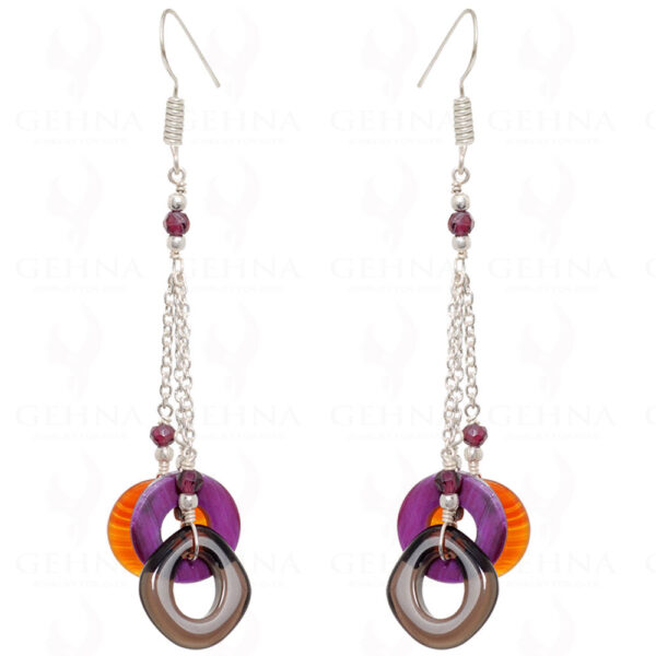 Purple Quartz, Smoky, Garnet & Carnelian Earrings In Sterling Silver ES-1526