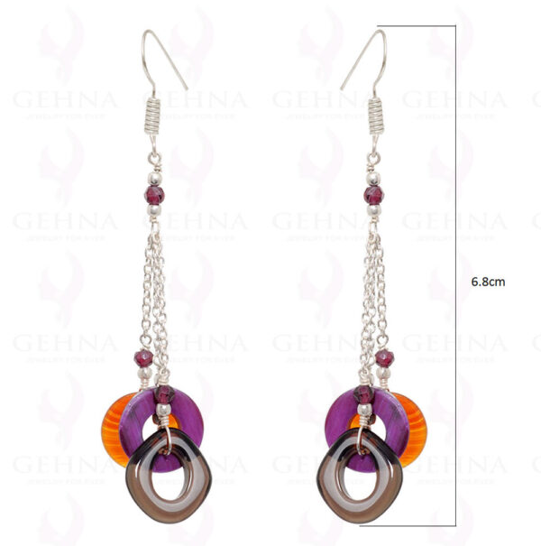 Purple Quartz, Smoky, Garnet & Carnelian Earrings In Sterling Silver ES-1526