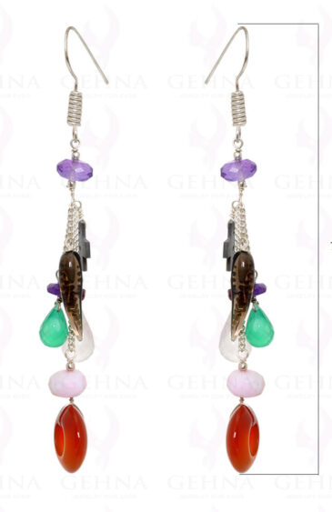 Multi Color Semi-Precious Natural Gemstone Earrings In Sterling Silver ES-1527
