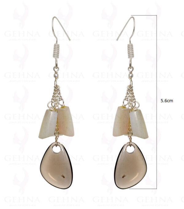 Mop & Smoky Quartz Gemstone Fancy Shape Beads Earrings In Sterling Silver ES-1528