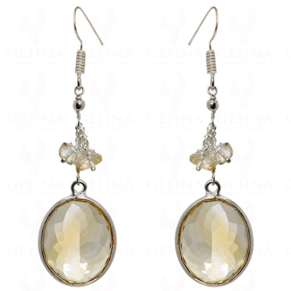 Natural Citrine Round Shape Gemstone Earrings In .925 Sterling Silver ES-1534