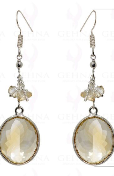Natural Citrine Round Shape Gemstone Earrings In .925 Sterling Silver ES-1534