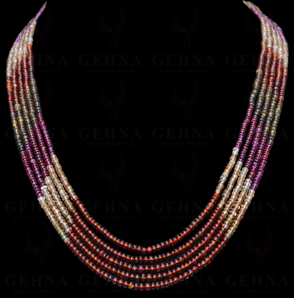5 Rows of Multi Color Spinel Gemstone Bead Necklace NS-1536