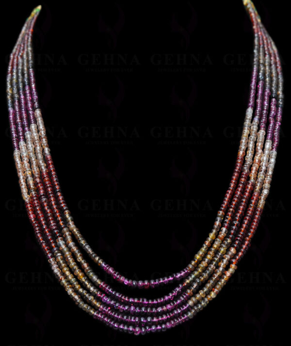 5 Rows of Multi Color Spinel Gemstone Bead Necklace NS-1540