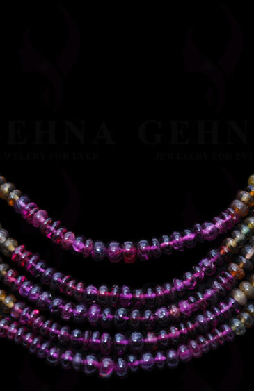 5 Rows of Multi Color Spinel Gemstone Bead Necklace NS-1540