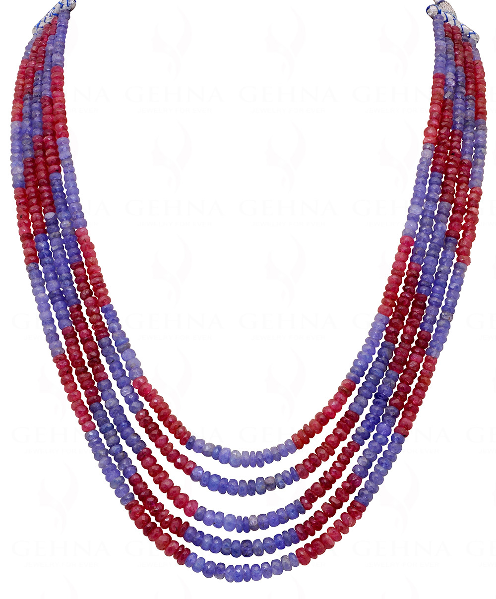 Tanzanite & Pink Tourmaline Gemstone Bead Necklace NS-1543