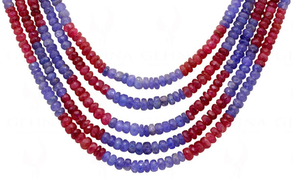 Tanzanite & Pink Tourmaline Gemstone Bead Necklace NS-1543