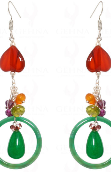 Jade, Carnelian & Semi Precious Gemstone Earrings In .925 Sterling Silver ES-1544