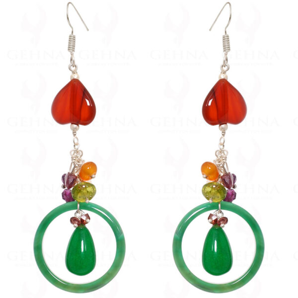 Jade, Carnelian & Semi Precious Gemstone Earrings In .925 Sterling Silver ES-1544