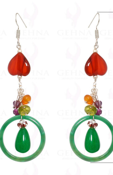 Jade, Carnelian & Semi Precious Gemstone Earrings In .925 Sterling Silver ES-1544